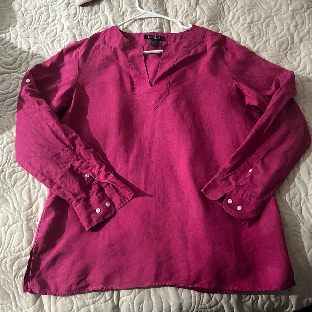 Lauren Ralph Lauren Linen Tunic Top Size Large